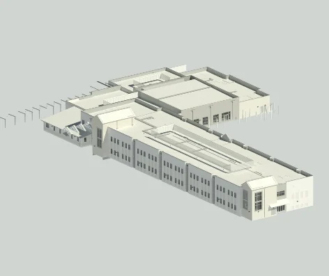 BIM model of a two-story school building